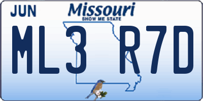 MO license plate ML3R7D