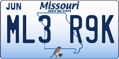 MO license plate ML3R9K