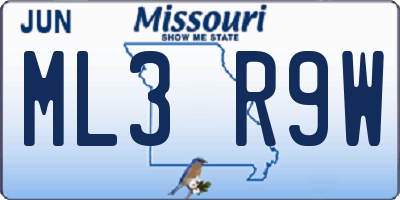 MO license plate ML3R9W