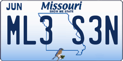 MO license plate ML3S3N