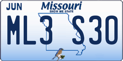 MO license plate ML3S3O