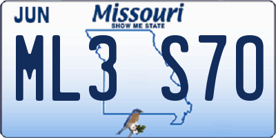 MO license plate ML3S7O