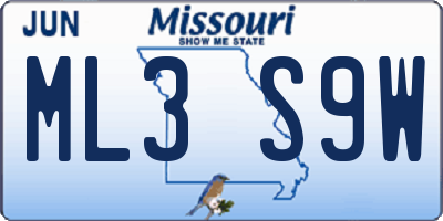 MO license plate ML3S9W