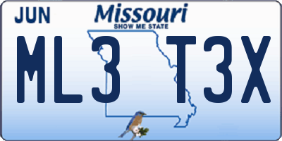 MO license plate ML3T3X