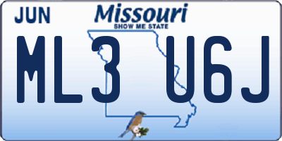 MO license plate ML3U6J
