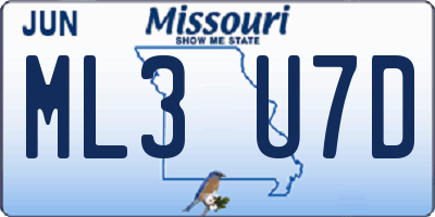MO license plate ML3U7D
