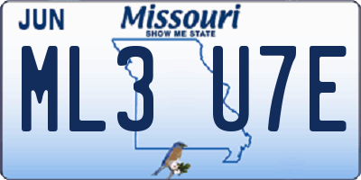 MO license plate ML3U7E