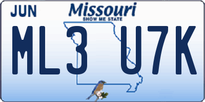 MO license plate ML3U7K