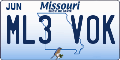 MO license plate ML3V0K