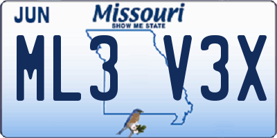 MO license plate ML3V3X