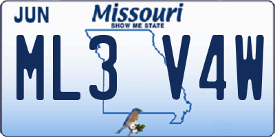 MO license plate ML3V4W