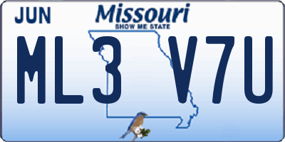 MO license plate ML3V7U