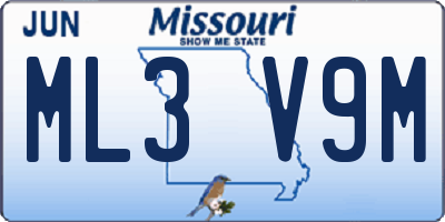 MO license plate ML3V9M