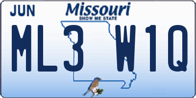 MO license plate ML3W1Q
