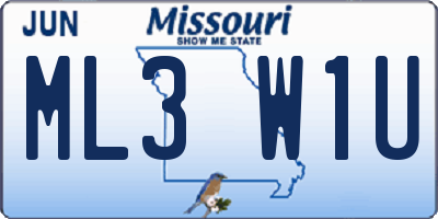 MO license plate ML3W1U