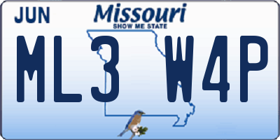 MO license plate ML3W4P