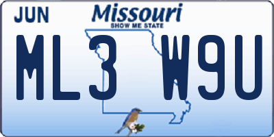 MO license plate ML3W9U