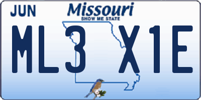 MO license plate ML3X1E