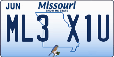 MO license plate ML3X1U