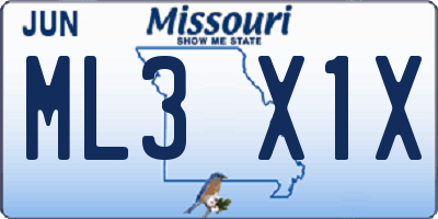 MO license plate ML3X1X