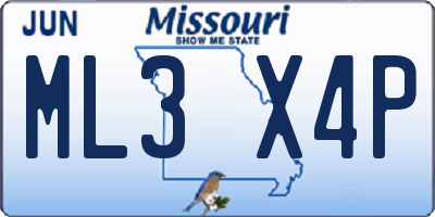 MO license plate ML3X4P