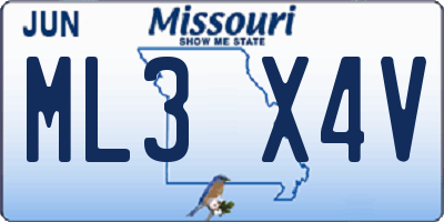 MO license plate ML3X4V
