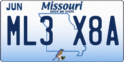 MO license plate ML3X8A