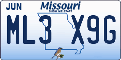 MO license plate ML3X9G