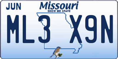 MO license plate ML3X9N
