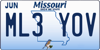 MO license plate ML3Y0V