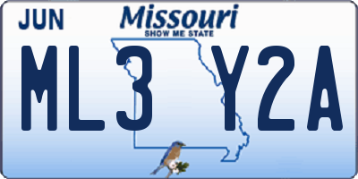 MO license plate ML3Y2A