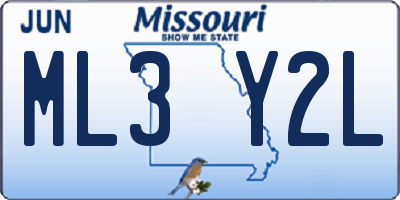 MO license plate ML3Y2L