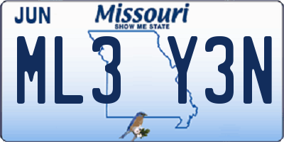MO license plate ML3Y3N