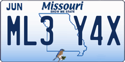 MO license plate ML3Y4X