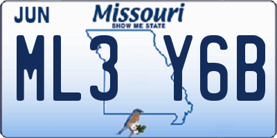 MO license plate ML3Y6B