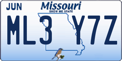 MO license plate ML3Y7Z