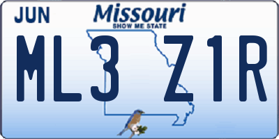 MO license plate ML3Z1R
