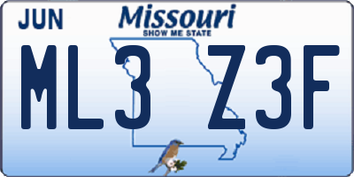 MO license plate ML3Z3F
