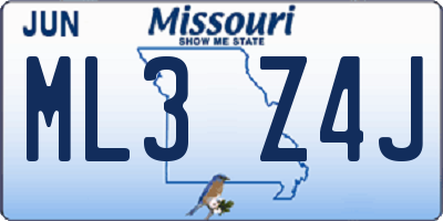 MO license plate ML3Z4J