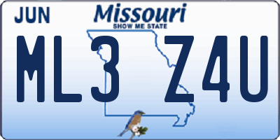 MO license plate ML3Z4U