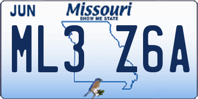 MO license plate ML3Z6A