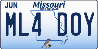 MO license plate ML4D0Y