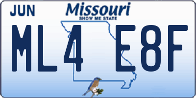 MO license plate ML4E8F