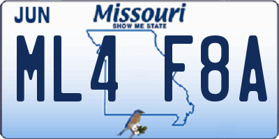 MO license plate ML4F8A