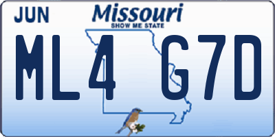 MO license plate ML4G7D
