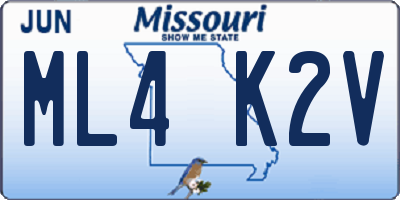 MO license plate ML4K2V