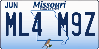 MO license plate ML4M9Z