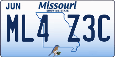 MO license plate ML4Z3C