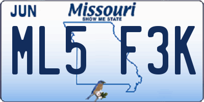 MO license plate ML5F3K