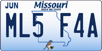 MO license plate ML5F4A